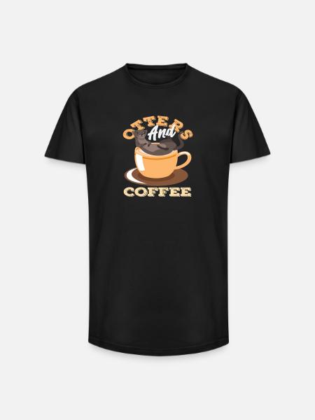 Coffee Sea Otter Cartoon - Long Fit Men's T-Shirt - black