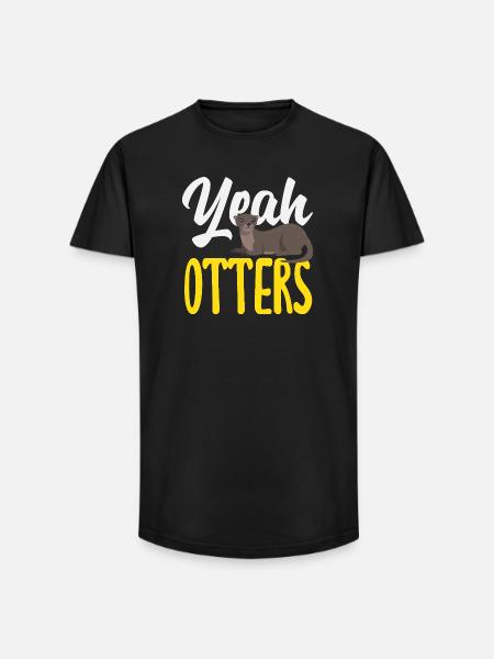 Ja Seeotter Cartoon - Long Fit Männer T-Shirt - Schwarz
