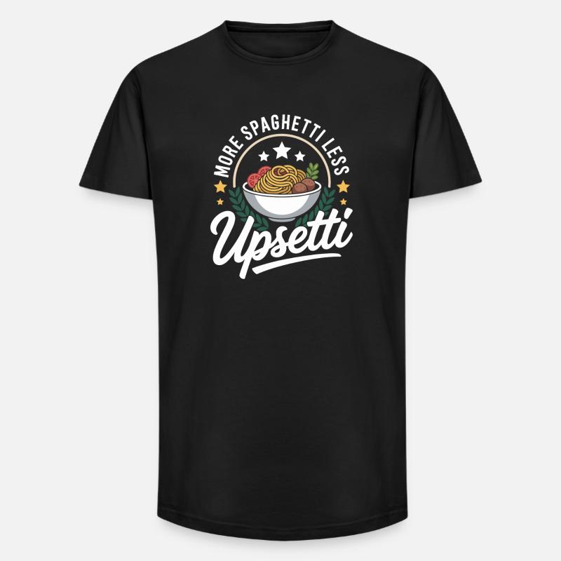 Plus de spaghettis, moins d’upsetti - T-shirt coupe longue homme - noir