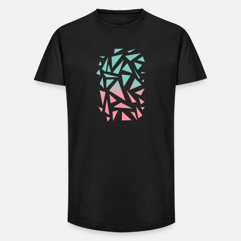 Triangle Pattern - Turquoise Pink - Long Fit Men's T-Shirt - black