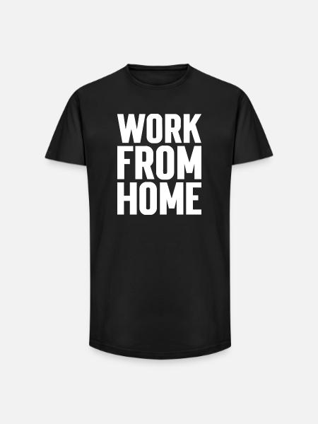 Work from home motivating tee - Long Fit Men's T-Shirt - black