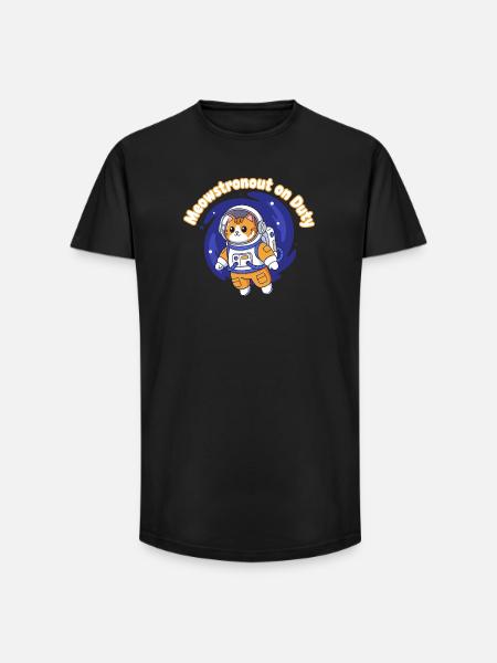 Meowstronaut On Duty - Long Fit Men's T-Shirt - black