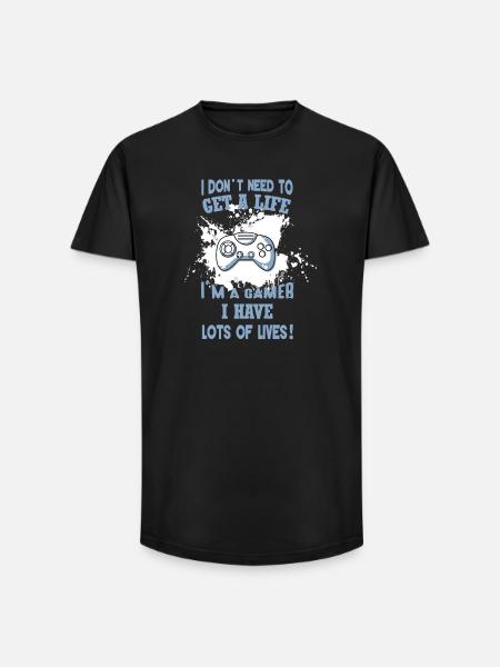 Gamer humor: full of lives - Long Fit Men's T-Shirt - black