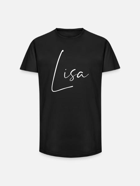 Lisa / Handwriting Name Design (White) - Long Fit Men's T-Shirt - black