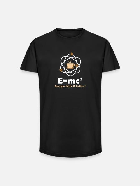 E=mc² Lustiger Physiker Spruch Kaffee Physik - Long Fit Männer T-Shirt - Schwarz