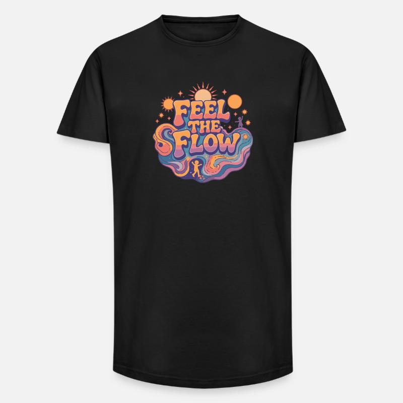 Psychedelisch Retro – Feel the Flow - Long Fit Männer T-Shirt - Schwarz