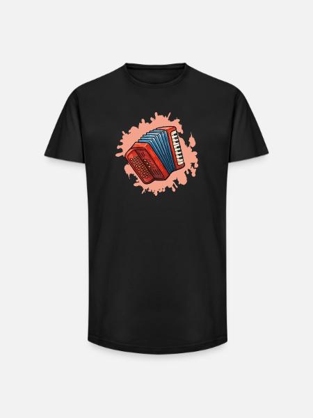 Accordion Illustration Blue-Red - Long Fit Men's T-Shirt - black