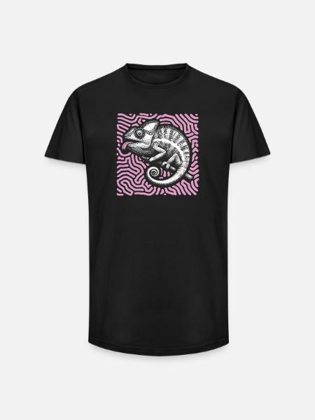 Chamäleon Pastell Stammeskunst - Long Fit Männer T-Shirt - Schwarz
