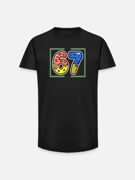 Siebenundsechzig, 67, 6, 7 - Long Fit Männer T-Shirt - Schwarz