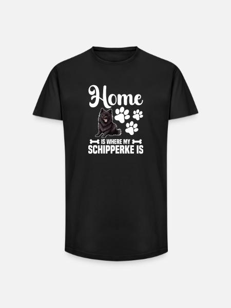À la maison, c’est mon Schipperke - T-shirt coupe longue homme - noir