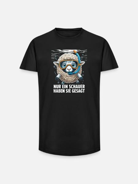 Just a Shower – Funny Sheep Design - Long Fit Men's T-Shirt - black
