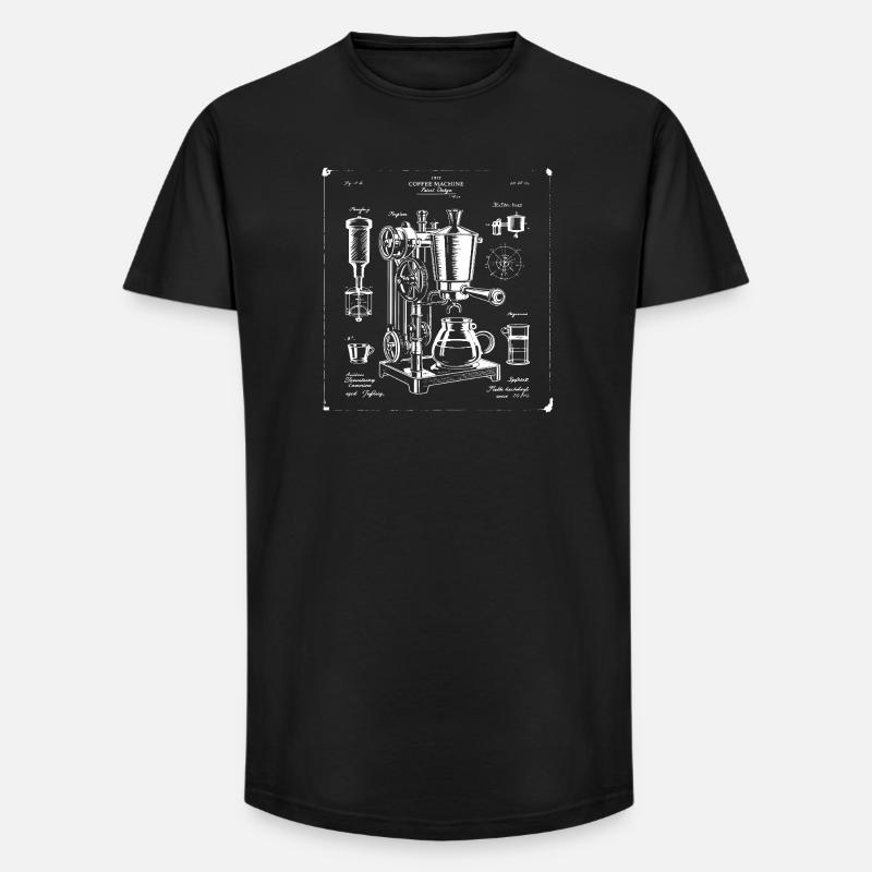 Retro-Espressomaschine-Blaupause - Long Fit Männer T-Shirt - Schwarz