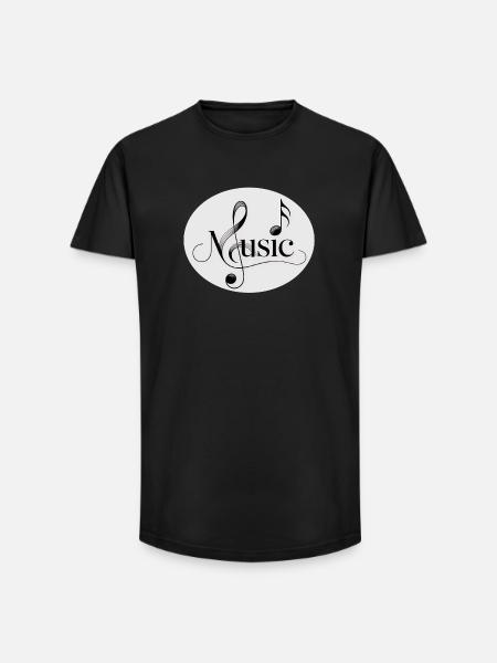 Musical font with music ornament - Long Fit Men's T-Shirt - black