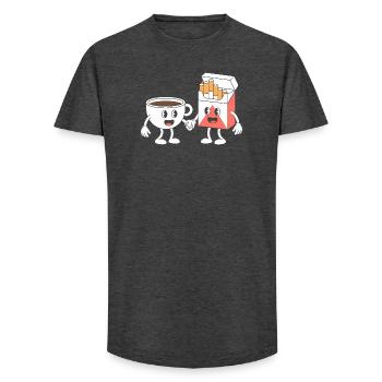 Kaffee und Zigaretten - Lustiges T-Shirt - Long Fit Männer T-Shirt - Anthrazit - Vorne - AI Model Male 185 light (185cm)