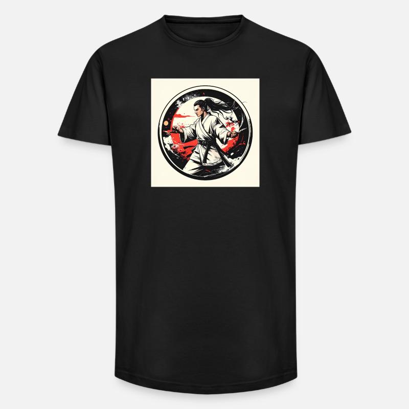Kampfkunstheld im weißen Gi - Long Fit Männer T-Shirt - Schwarz