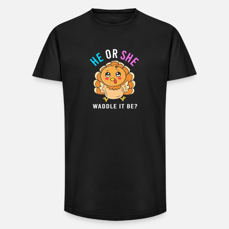 Thanksgiving Gender Reveal Werdende Mutter - Long Fit Männer T-Shirt - Schwarz