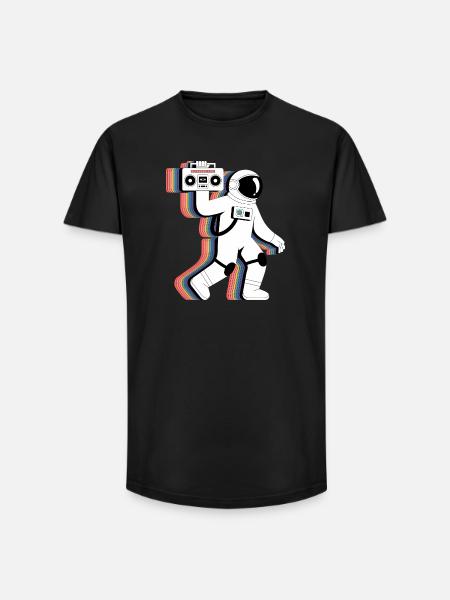 Rainbow Astronaut Radio - Funny T-Shirt - Long Fit Men's T-Shirt - black