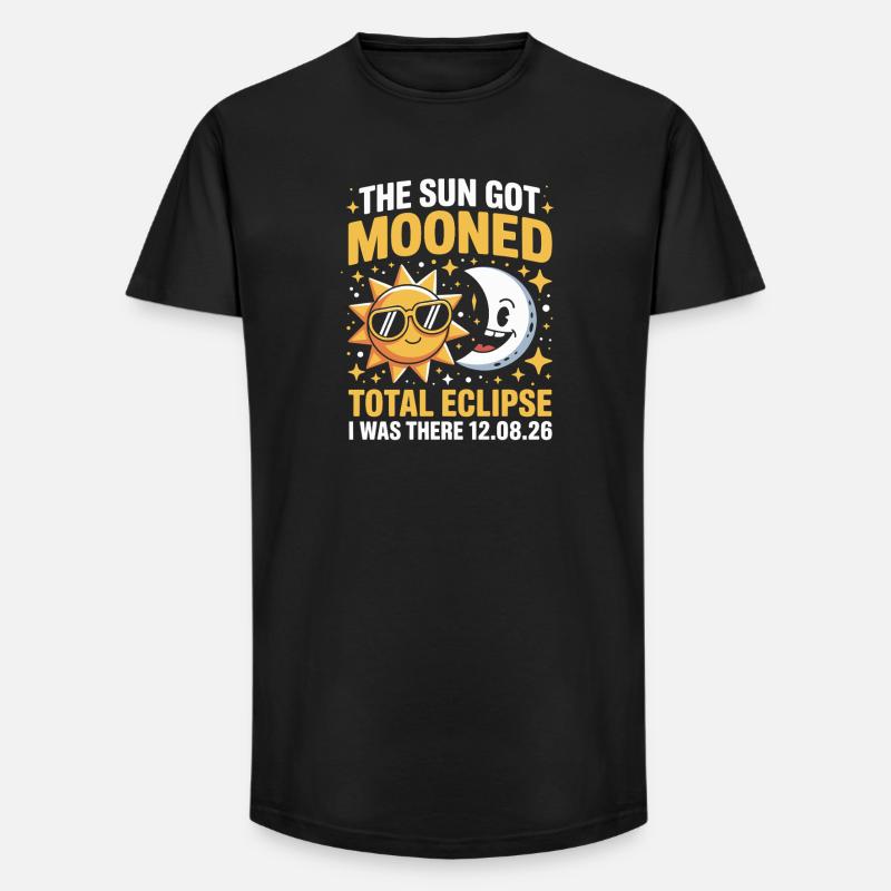 Soleil Lune Éclipse totale Dicton - T-shirt coupe longue homme - noir