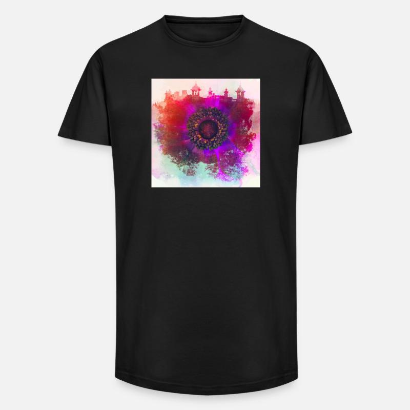 Abstract poppy - Long Fit Männer T-Shirt - Schwarz