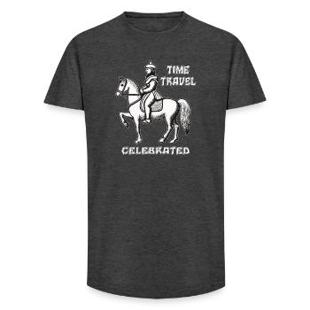 MEDIEVAL RIDER TIME TRAVEL CELEBRATED - Long Fit Men's T-Shirt - charcoal grey - Front - AI Model Male 185 light (185cm)
