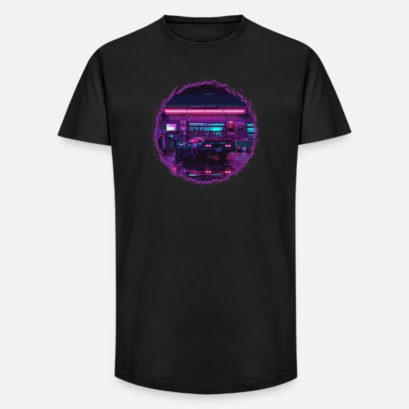 Neon Garage – RetroRift Night Edition - Long Fit Männer T-Shirt - Schwarz