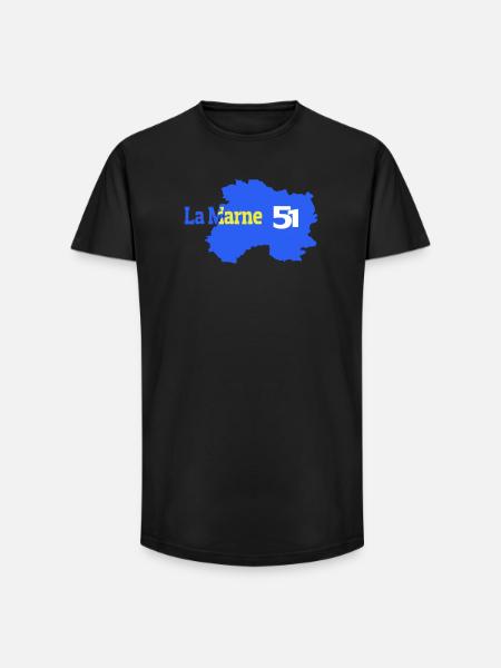 The Marne 51 Departmental Map - Long Fit Men's T-Shirt - black