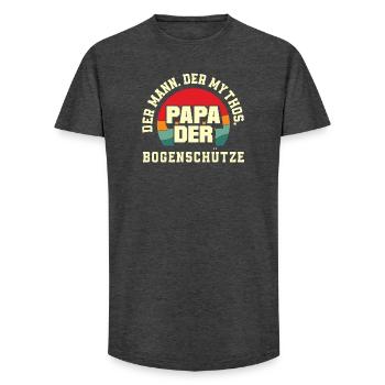 Je fais du tir à l’arc - T-shirt coupe longue homme - charbon - Devant - AI Model Male 185 light (185cm)