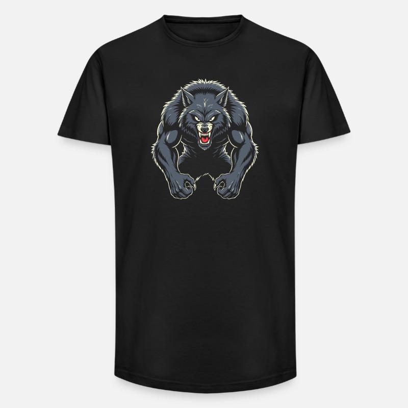 Werwolf - Long Fit Männer T-Shirt - Schwarz