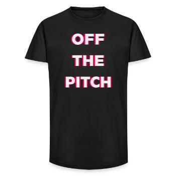 Off The Pitch Typography Neon Pink - Long Fit Men's T-Shirt - black - Front - AI Model Male 185 light (185cm)