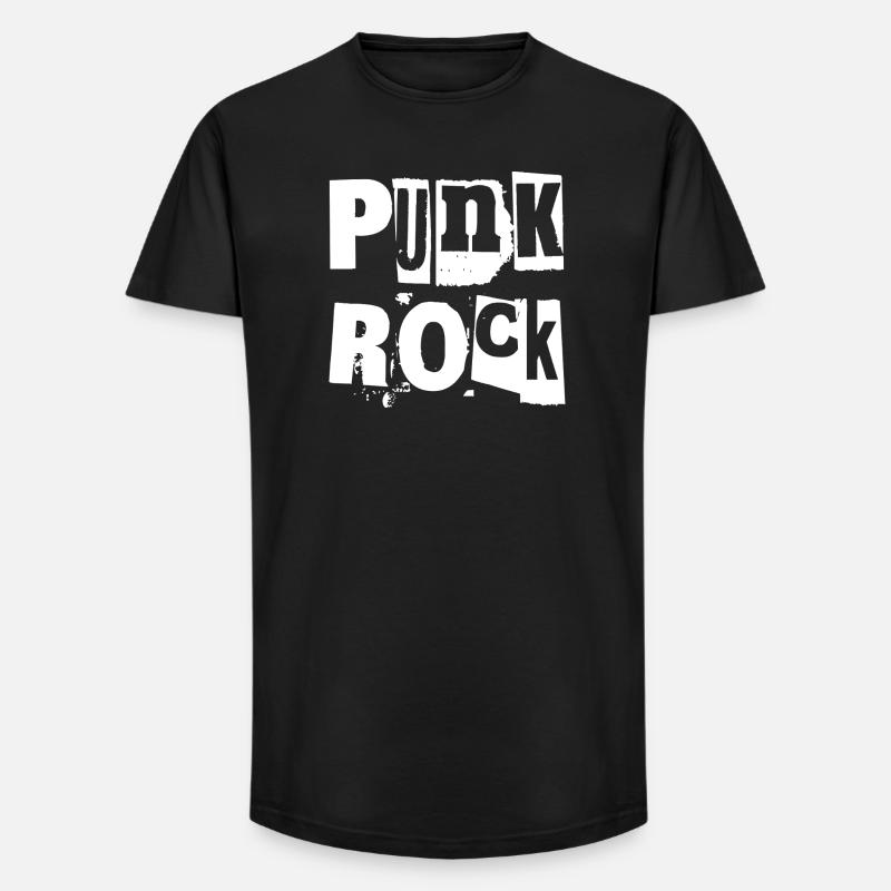 Punkrock Distressed Text Kunst - Long Fit Männer T-Shirt - Schwarz