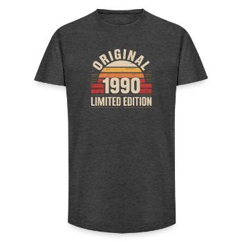 Original 1990 Limited Edition Vintage - Long Fit Men's T-Shirt - charcoal grey - Front - AI Model Male 185 light (185cm)