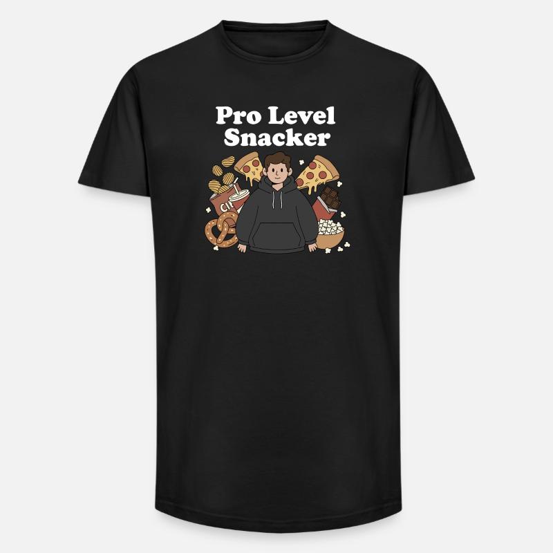 Pro Level Snacker Motif - Long Fit Men's T-Shirt - black
