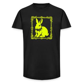 Neon Gelb Hase im Barockrahmen - Long Fit Männer T-Shirt - Schwarz - Vorne - AI Model Male 185 light (185cm)