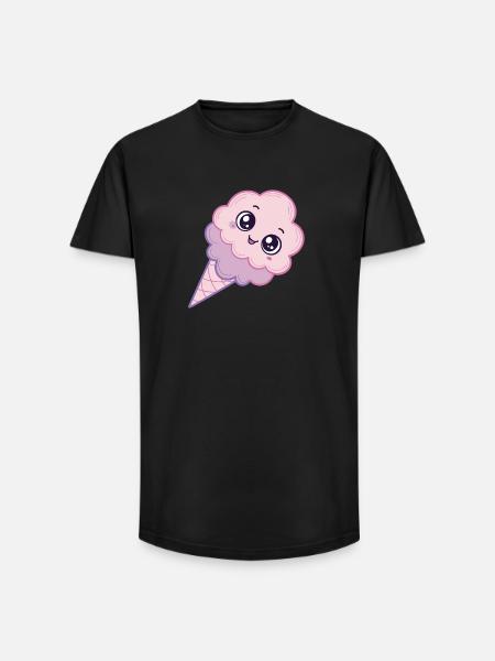 Glace Kawaii Nuage Rose - Long Fit Men's T-Shirt - black