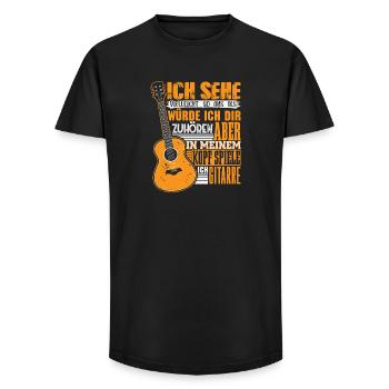 Gitarre Gitarrenspieler Musiker Gitarrist - Long Fit Männer T-Shirt - Schwarz - Vorne - AI Model Male 185 light (185cm)
