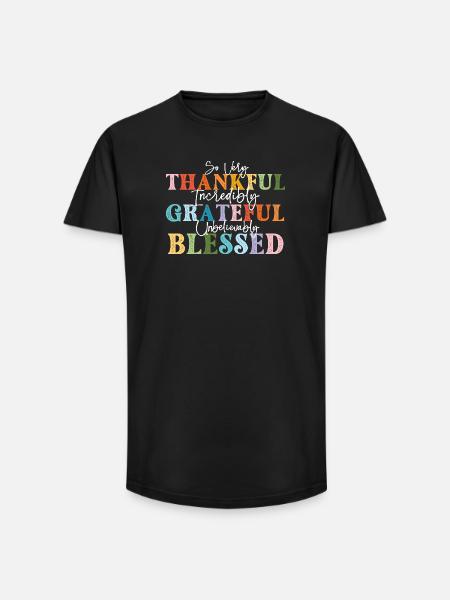 So Very Thankful Grateful Fall - Long Fit Men's T-Shirt - black