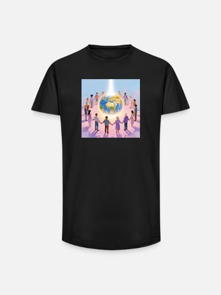 Earth surrounded by community - Long Fit Men's T-Shirt - black