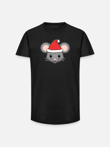 Christmas Mouse with Santa Hat - Long Fit Men's T-Shirt - black