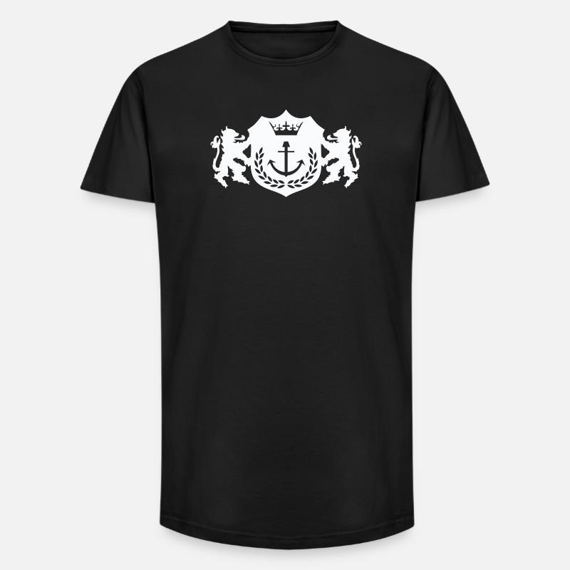 Königlicher Anker-Wappen - Long Fit Männer T-Shirt - Schwarz