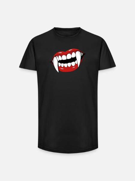 Vampire Lips Pop Art Halloween Party - Long Fit Men's T-Shirt - black