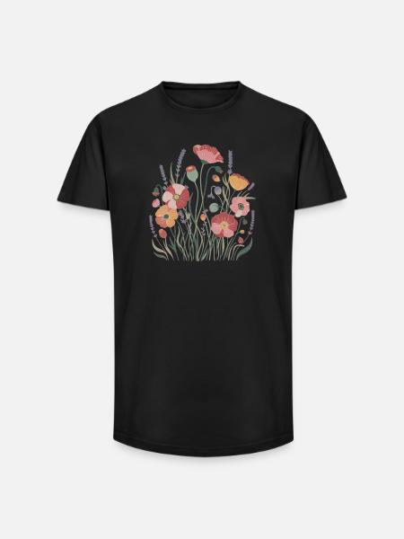 Boho Wildflowers – Blooming Harmony - Long Fit Men's T-Shirt - black