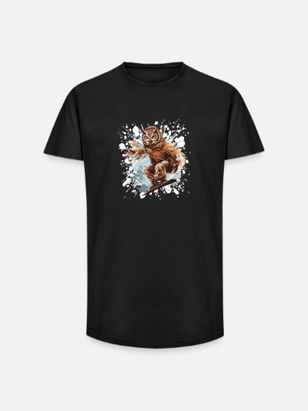 Owl Snowboard - Long Fit Men's T-Shirt - black