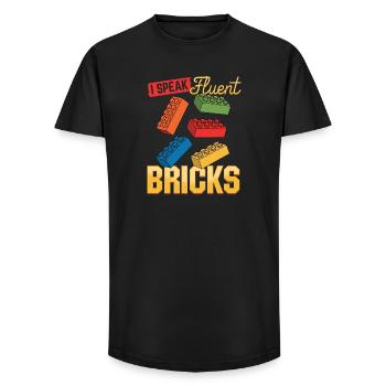 Building Blocks Kids Brick Builder - Long Fit Men's T-Shirt - black - Front - AI Model Male 185 light (185cm)
