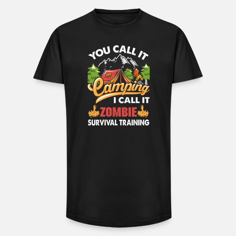 Camping - Long Fit Männer T-Shirt - Schwarz