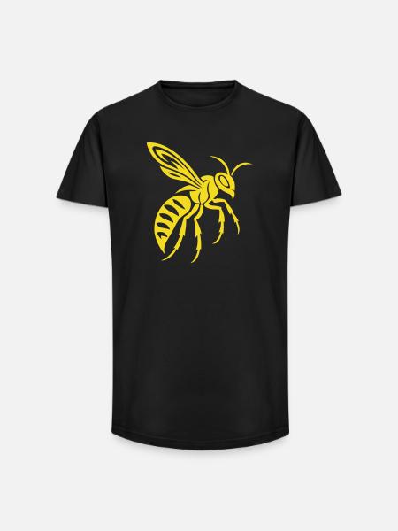 Yellow wasp silhouette on black - Long Fit Men's T-Shirt - black