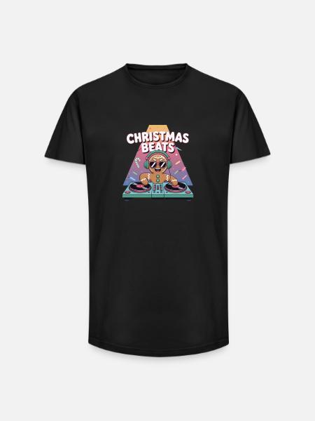 Christmas Beats DJ Gingerbread - Long Fit Men's T-Shirt - black
