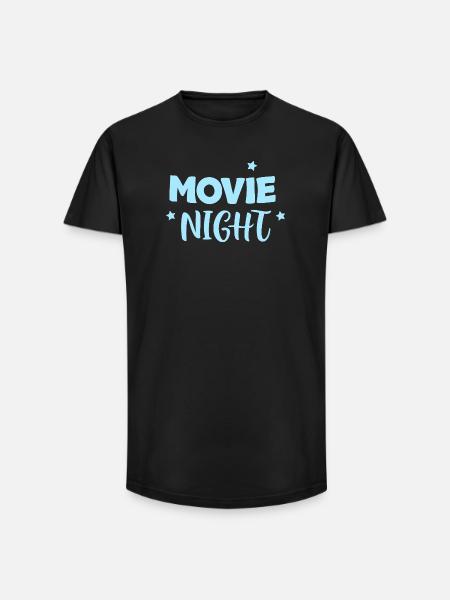 Movie Night Pastel Blue Stars - Long Fit Men's T-Shirt - black