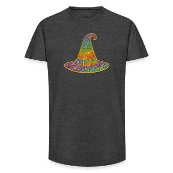 Colorful sparkling witch hat - Long Fit Men's T-Shirt - charcoal grey - Front - AI Model Male 185 light (185cm)