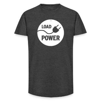 PUISSANCE DE CHARGE - T-shirt coupe longue homme - charbon - Devant - AI Model Male 185 light (185cm)
