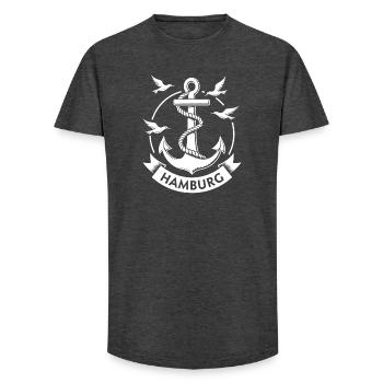 Hamburg Anker Maritimes Wappen Moin - Long Fit Männer T-Shirt - Anthrazit - Vorne - AI Model Male 185 light (185cm)